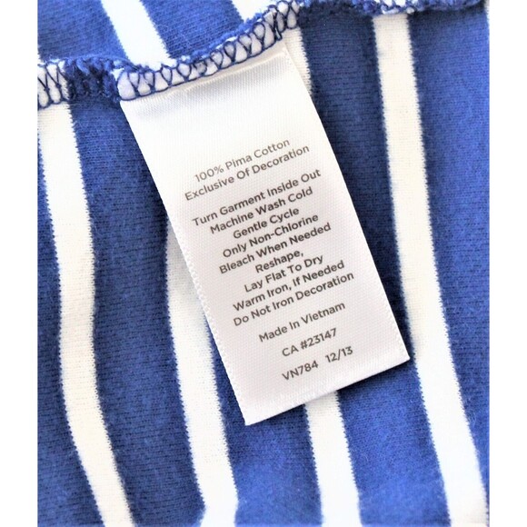 Talbots T Shirt Size PM  Cotton Short Sleeve Nautical  Blue & White Stripe - Picture 5 of 5